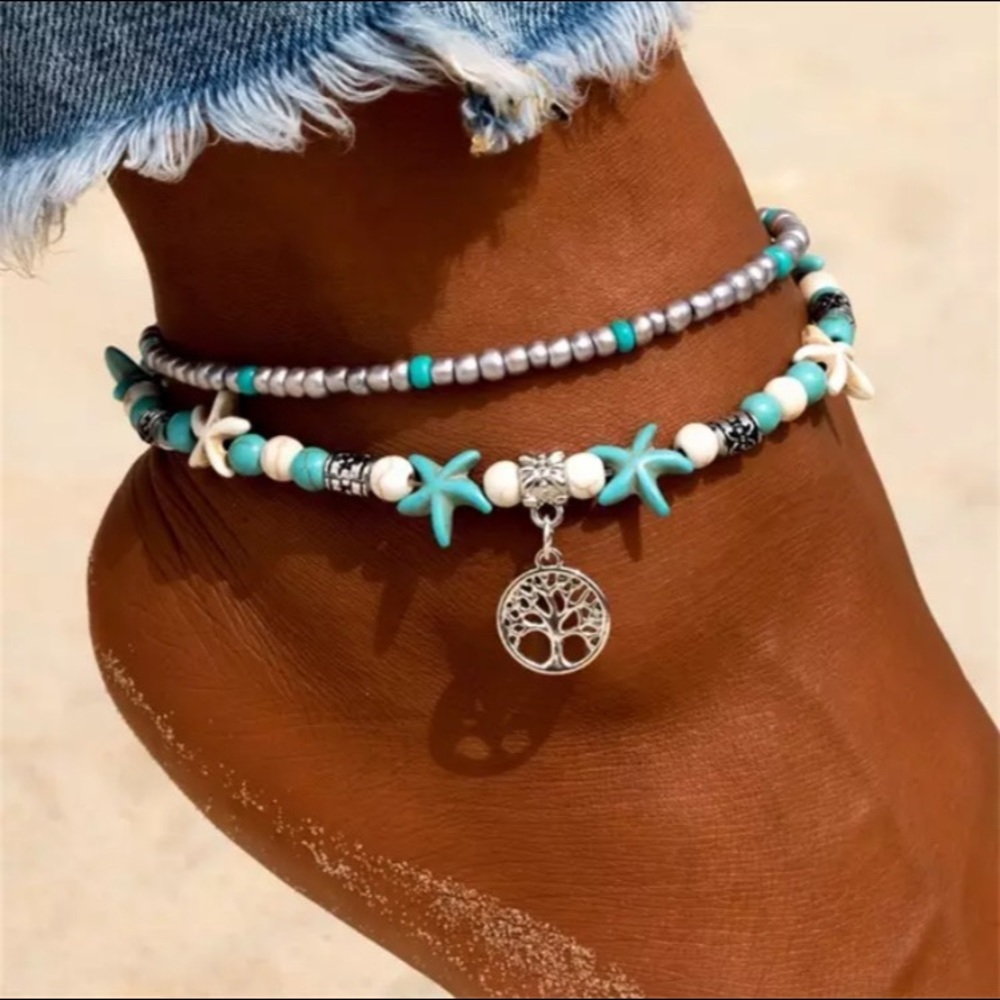 Beads Anklets for Women Tree of life Multi Layer Anklet Leg Foot Bracelet.